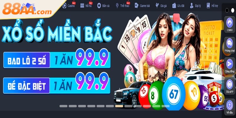Xổ số 88AA là sân chơi giải trí đỉnh cao với đủ mọi hình thức