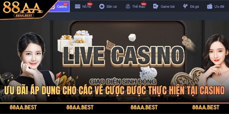 Casino 88AA hoàn thua cược lên tới 250.000.000 VNĐ mỗi ngày 3 Ưu đãi chỉ áp dụng duy nhất cho các vé cược được thực hiện tại casino 88AA